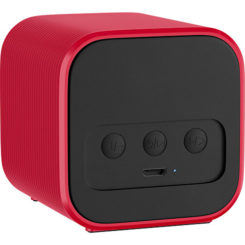 Bluetooth-Lautsprecher Double-Sound , schwarz / dunkelrot, ABS Kunststoff, 6,00cm x 6,00cm x 6,00cm (Länge x Höhe x Breite), Bild 2