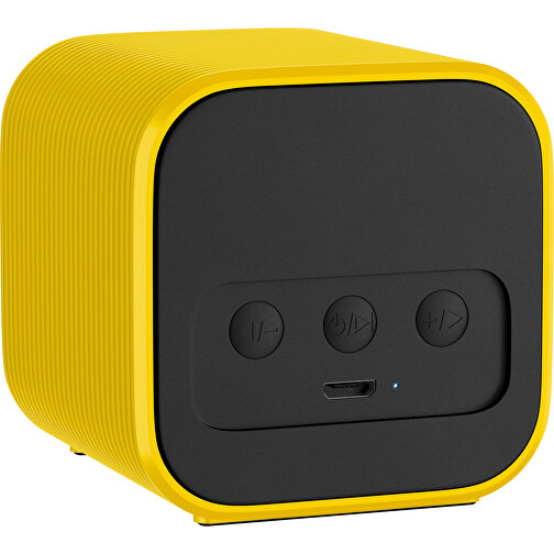 Bluetooth-Lautsprecher Double-Sound , schwarz / goldgelb, ABS Kunststoff, 6,00cm x 6,00cm x 6,00cm (Länge x Höhe x Breite), Bild 2