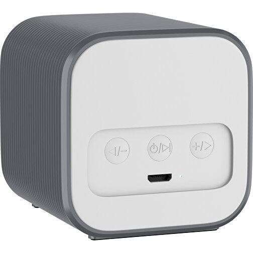 Bluetooth-Lautsprecher Double-Sound , weiß / dunkelgrau, ABS Kunststoff, 6,00cm x 6,00cm x 6,00cm (Länge x Höhe x Breite), Bild 2