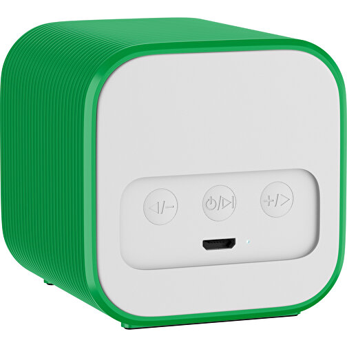 Bluetooth-Lautsprecher Double-Sound , weiß / grün, ABS Kunststoff, 6,00cm x 6,00cm x 6,00cm (Länge x Höhe x Breite), Bild 2