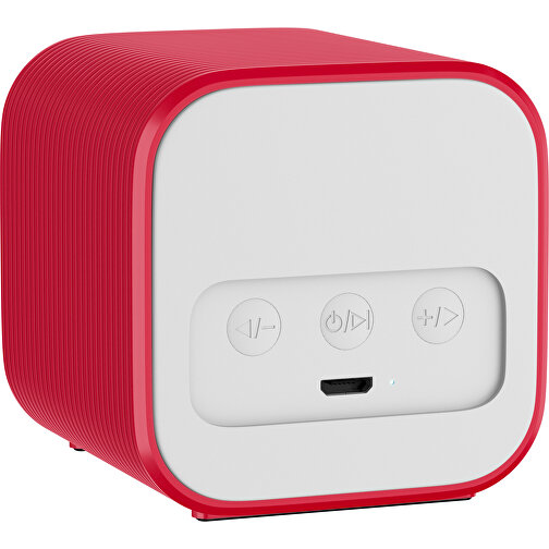 Bluetooth-Lautsprecher Double-Sound , weiß / dunkelrot, ABS Kunststoff, 6,00cm x 6,00cm x 6,00cm (Länge x Höhe x Breite), Bild 2