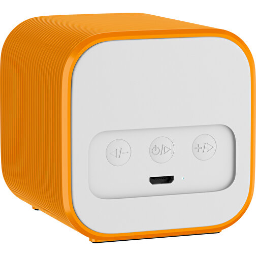 Bluetooth-Lautsprecher Double-Sound , weiß / gelborange, ABS Kunststoff, 6,00cm x 6,00cm x 6,00cm (Länge x Höhe x Breite), Bild 2