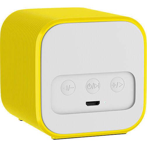 Bluetooth-Lautsprecher Double-Sound , weiß / gelb, ABS Kunststoff, 6,00cm x 6,00cm x 6,00cm (Länge x Höhe x Breite), Bild 2