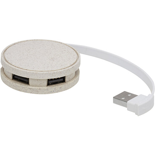 Kenzu Weizenstroh-USB-Hub , natur, 60% ABS Kunststoff, 40% Weizenstroh, 5,00cm x 1,50cm x 5,00cm (Länge x Höhe x Breite), Bild 1
