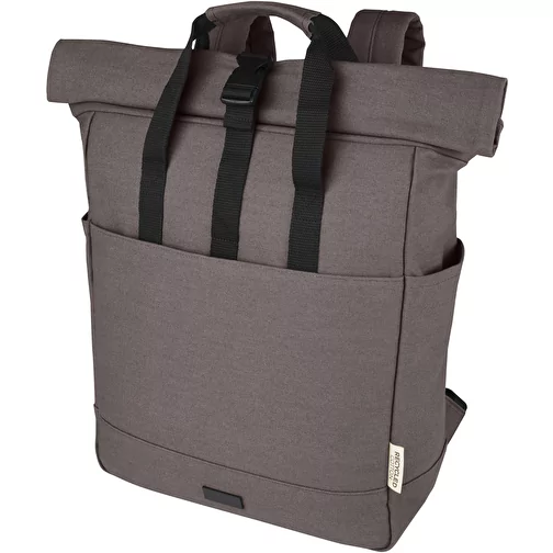 Sac à dos pour ordinateur portable Joey de 15 L en toile recyclée GRS 15 pouces avec dessus enro, Image 1
