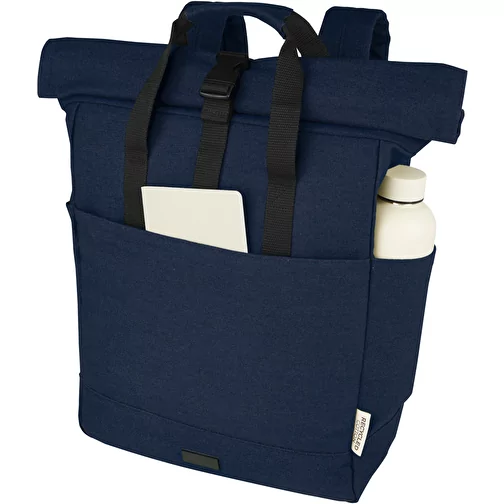 Sac à dos pour ordinateur portable Joey de 15 L en toile recyclée GRS 15 pouces avec dessus enro, Image 5