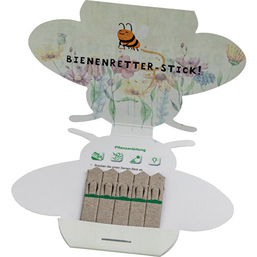 Samen-Stick - Biene - Kräutermischung , individuell, Papier, Saatgut, 6,70cm x 5,40cm x 9,90cm (Länge x Höhe x Breite), Bild 2