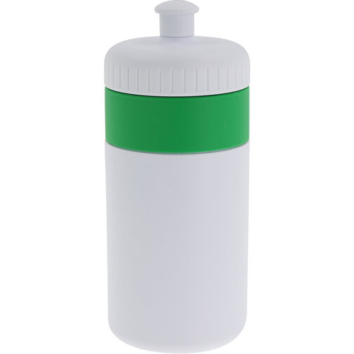 Sportflasche Mit Rand 500ml , weiß / grün, LDPE & PP, 17,00cm (Höhe), Bild 1