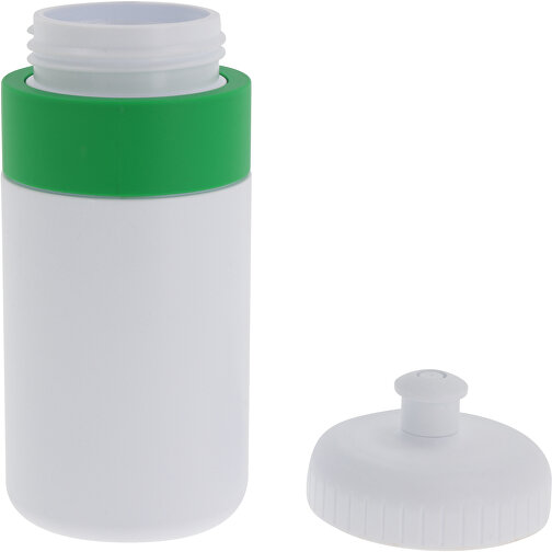 Sportflasche Mit Rand 500ml , weiss / grün, LDPE & PP, 17,00cm (Höhe), Bild 3