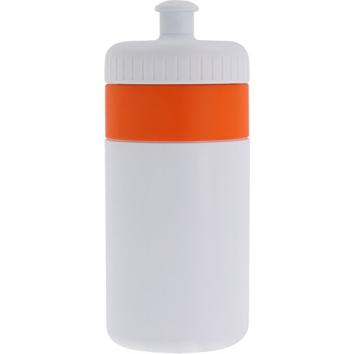 Sportflasche Mit Rand 500ml , weiß / orange, LDPE & PP, 17,00cm (Höhe), Bild 2