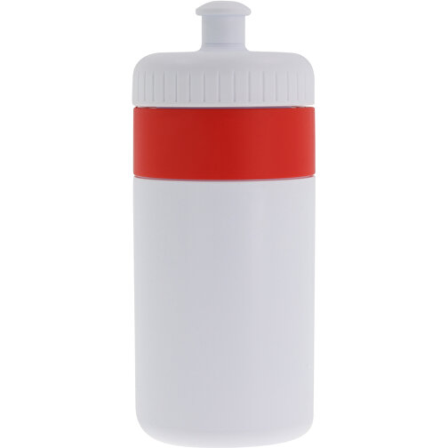 Sportflasche Mit Rand 500ml , weiss / rot, LDPE & PP, 17,00cm (Höhe), Bild 2