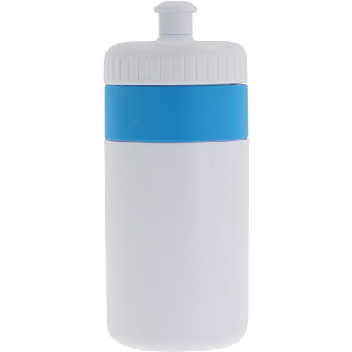 Sportflasche Mit Rand 500ml , weiss / hellblau, LDPE & PP, 17,00cm (Höhe), Bild 2