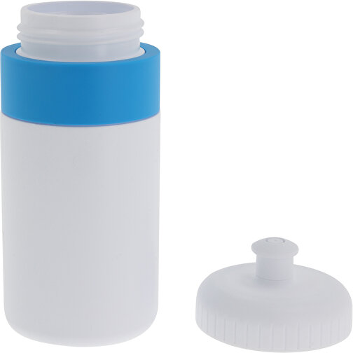 Sportflasche Mit Rand 500ml , weiß / hellblau, LDPE & PP, 17,00cm (Höhe), Bild 3