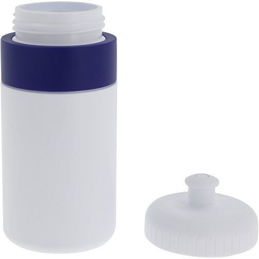 Sportflasche Mit Rand 500ml , weiß / dunkelblau, LDPE & PP, 17,00cm (Höhe), Bild 3
