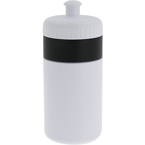 Sportflasche Mit Rand 500ml , weiss / schwarz, LDPE & PP, 17,00cm (Höhe), Bild 1