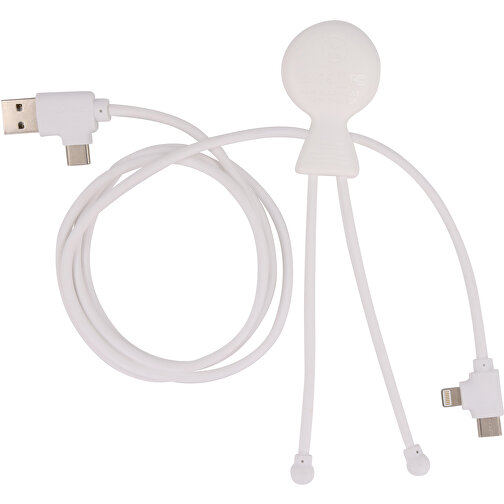 2089 | Xoopar Mr. Bio Long Power Delivery Cable With Data Transfer , weiss, Recycled plastic, 3,50cm x 5,40cm x 4,00cm (Länge x Höhe x Breite), Bild 2
