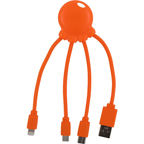 2087 | Xoopar Octopus Charging Cable , orange, Recycled plastic, 11,40cm x 1,20cm x 3,50cm (Länge x Höhe x Breite), Bild 1