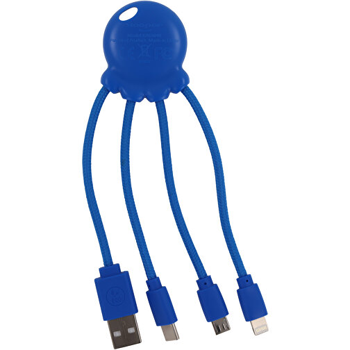 2087 | Xoopar Octopus Charging Cable , blau, Recycled plastic, 11,40cm x 1,20cm x 3,50cm (Länge x Höhe x Breite), Bild 2