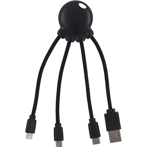 2087 | Xoopar Octopus Charging Cable , schwarz, Recycled plastic, 11,40cm x 1,20cm x 3,50cm (Länge x Höhe x Breite), Bild 1