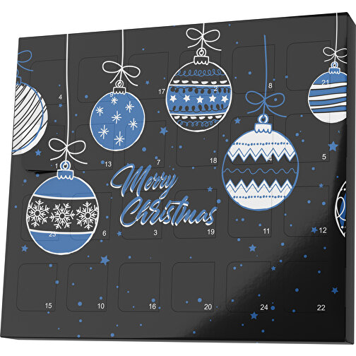XS Adventskalender Weihnachtskugeln , Brandt, schwarz / dunkelblau, Vollkartonhülle, weiss, 1,60cm x 12,00cm x 14,00cm (Länge x Höhe x Breite), Bild 1