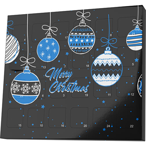 XS Adventskalender Weihnachtskugeln , Brandt, schwarz / kobaltblau, Vollkartonhülle, weiss, 1,60cm x 12,00cm x 14,00cm (Länge x Höhe x Breite), Bild 1