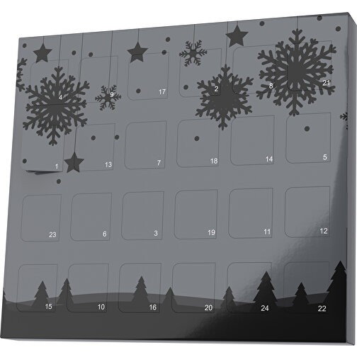 XS Adventskalender Winterlandschaft , M&M\'s, dunkelgrau / schwarz, Vollkartonhülle, weiß, 1,60cm x 12,00cm x 14,00cm (Länge x Höhe x Breite), Bild 1