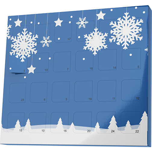 XS Adventskalender Winterlandschaft , M&M\'s, dunkelblau / weiss, Vollkartonhülle, weiss, 1,60cm x 12,00cm x 14,00cm (Länge x Höhe x Breite), Bild 1
