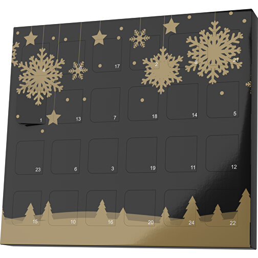 XS Adventskalender Winterlandschaft , M&M\'s, schwarz / gold, Vollkartonhülle, weiß, 1,60cm x 12,00cm x 14,00cm (Länge x Höhe x Breite), Bild 1