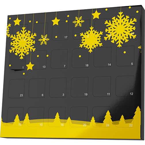 XS Adventskalender Winterlandschaft , M&M\'s, schwarz / goldgelb, Vollkartonhülle, weiß, 1,60cm x 12,00cm x 14,00cm (Länge x Höhe x Breite), Bild 1