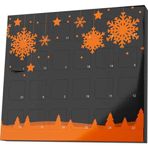 XS Adventskalender Winterlandschaft , M&M\'s, schwarz / orange, Vollkartonhülle, weiss, 1,60cm x 12,00cm x 14,00cm (Länge x Höhe x Breite), Bild 1