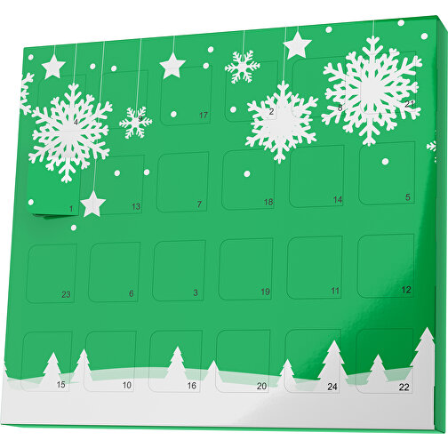 XS Adventskalender Winterlandschaft , Brandt, grün / weiß, Vollkartonhülle, weiß, 1,60cm x 12,00cm x 14,00cm (Länge x Höhe x Breite), Bild 1