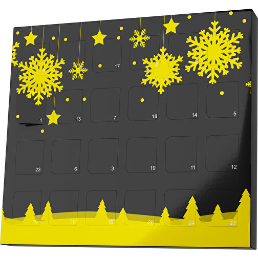 XS Adventskalender Winterlandschaft , Brandt, schwarz / gelb, Vollkartonhülle, weiss, 1,60cm x 12,00cm x 14,00cm (Länge x Höhe x Breite), Bild 1