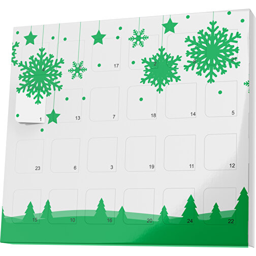 XS Adventskalender Winterlandschaft , Brandt, weiß / grün, Vollkartonhülle, weiß, 1,60cm x 12,00cm x 14,00cm (Länge x Höhe x Breite), Bild 1