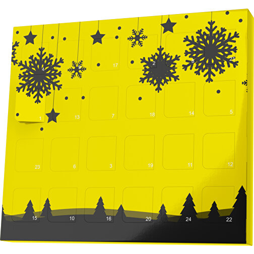 XS Adventskalender Winterlandschaft , Brandt, gelb / schwarz, Vollkartonhülle, weiss, 1,60cm x 12,00cm x 14,00cm (Länge x Höhe x Breite), Bild 1