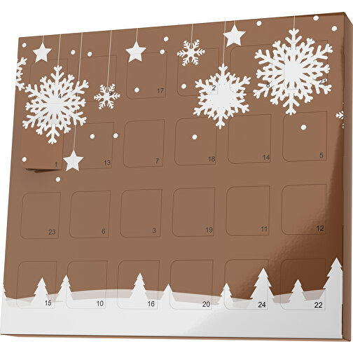 XS Adventskalender Winterlandschaft , Brandt, dunkelbraun / weiß, Vollkartonhülle, weiß, 1,60cm x 12,00cm x 14,00cm (Länge x Höhe x Breite), Bild 1