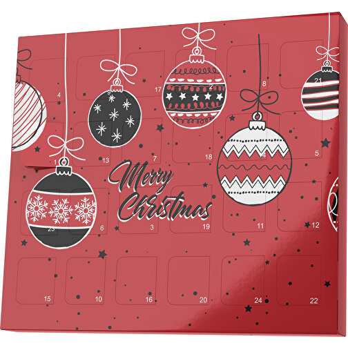 XS Adventskalender Weihnachtskugeln , M&M\'s, weinrot / schwarz, Vollkartonhülle, weiß, 1,60cm x 12,00cm x 14,00cm (Länge x Höhe x Breite), Bild 1