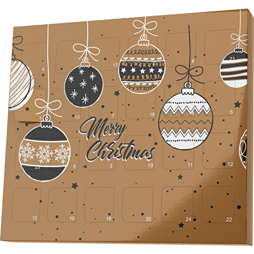 XS Adventskalender Weihnachtskugeln , M&M\'s, erdbraun / schwarz, Vollkartonhülle, weiß, 1,60cm x 12,00cm x 14,00cm (Länge x Höhe x Breite), Bild 1