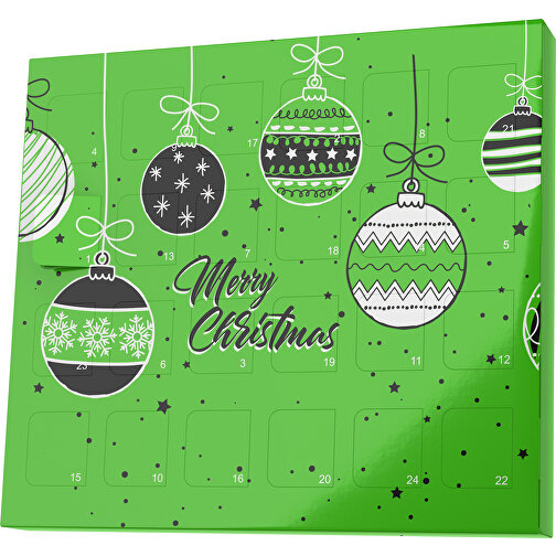 XS Adventskalender Weihnachtskugeln , M&M\'s, grasgrün / schwarz, Vollkartonhülle, weiß, 1,60cm x 12,00cm x 14,00cm (Länge x Höhe x Breite), Bild 1