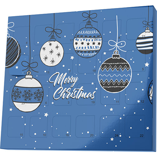 XS Adventskalender Weihnachtskugeln , M&M\'s, dunkelblau / weiß, Vollkartonhülle, weiß, 1,60cm x 12,00cm x 14,00cm (Länge x Höhe x Breite), Bild 1