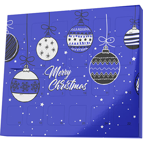 XS Adventskalender Weihnachtskugeln , M&M\'s, blau / weiss, Vollkartonhülle, weiss, 1,60cm x 12,00cm x 14,00cm (Länge x Höhe x Breite), Bild 1