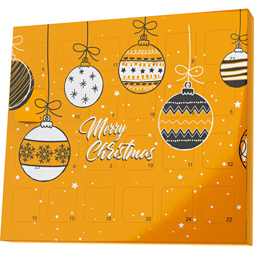 XS Adventskalender Weihnachtskugeln , M&M\'s, gelborange / weiß, Vollkartonhülle, weiß, 1,60cm x 12,00cm x 14,00cm (Länge x Höhe x Breite), Bild 1