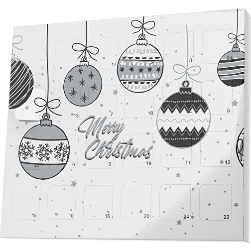 XS Adventskalender Weihnachtskugeln , M&M\'s, weiss / silber, Vollkartonhülle, weiss, 1,60cm x 12,00cm x 14,00cm (Länge x Höhe x Breite), Bild 1