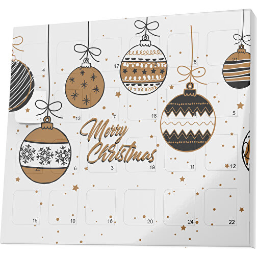 XS Adventskalender Weihnachtskugeln , M&M\'s, weiß / erdbraun, Vollkartonhülle, weiß, 1,60cm x 12,00cm x 14,00cm (Länge x Höhe x Breite), Bild 1