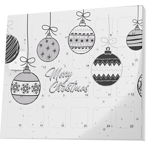 XS Adventskalender Weihnachtskugeln , Brandt, weiß / hellgrau, Vollkartonhülle, weiß, 1,60cm x 12,00cm x 14,00cm (Länge x Höhe x Breite), Bild 1