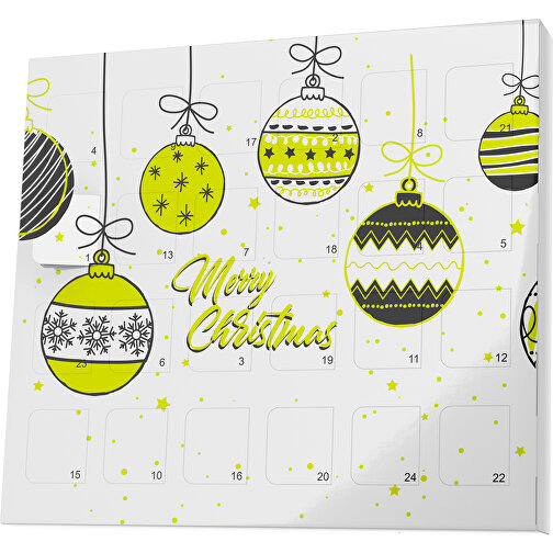 XS Adventskalender Weihnachtskugeln , Brandt, weiß / hellgrün, Vollkartonhülle, weiß, 1,60cm x 12,00cm x 14,00cm (Länge x Höhe x Breite), Bild 1