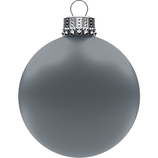Palla per albero di Natale piccola 57 mm, corona argento, opaca, Immagine 1