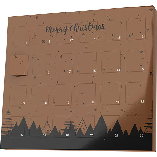 XS Adventskalender Weihnachtswald , M&M\'s, dunkelbraun / schwarz, Vollkartonhülle, weiß, 1,60cm x 12,00cm x 14,00cm (Länge x Höhe x Breite), Bild 1