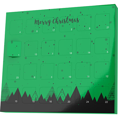 XS Adventskalender Weihnachtswald , M&M\'s, grün / schwarz, Vollkartonhülle, weiß, 1,60cm x 12,00cm x 14,00cm (Länge x Höhe x Breite), Bild 1