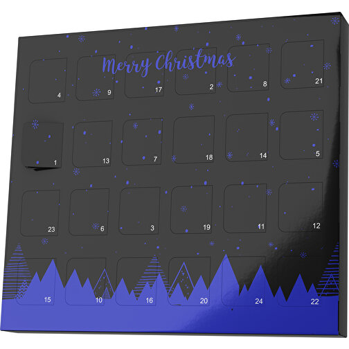 XS Adventskalender Weihnachtswald , M&M\'s, schwarz / blau, Vollkartonhülle, weiss, 1,60cm x 12,00cm x 14,00cm (Länge x Höhe x Breite), Bild 1