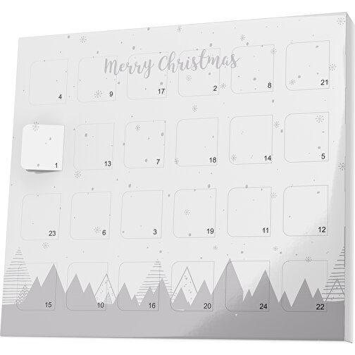 XS Adventskalender Weihnachtswald , M&M\'s, weiß / hellgrau, Vollkartonhülle, weiß, 1,60cm x 12,00cm x 14,00cm (Länge x Höhe x Breite), Bild 1